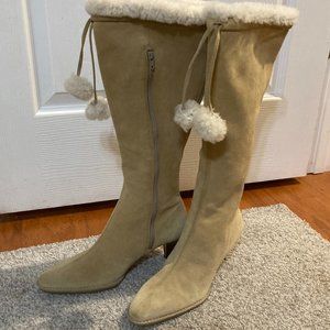 Ann Taylor Loft Nude Suede Winter Boots Size 7 1/2M